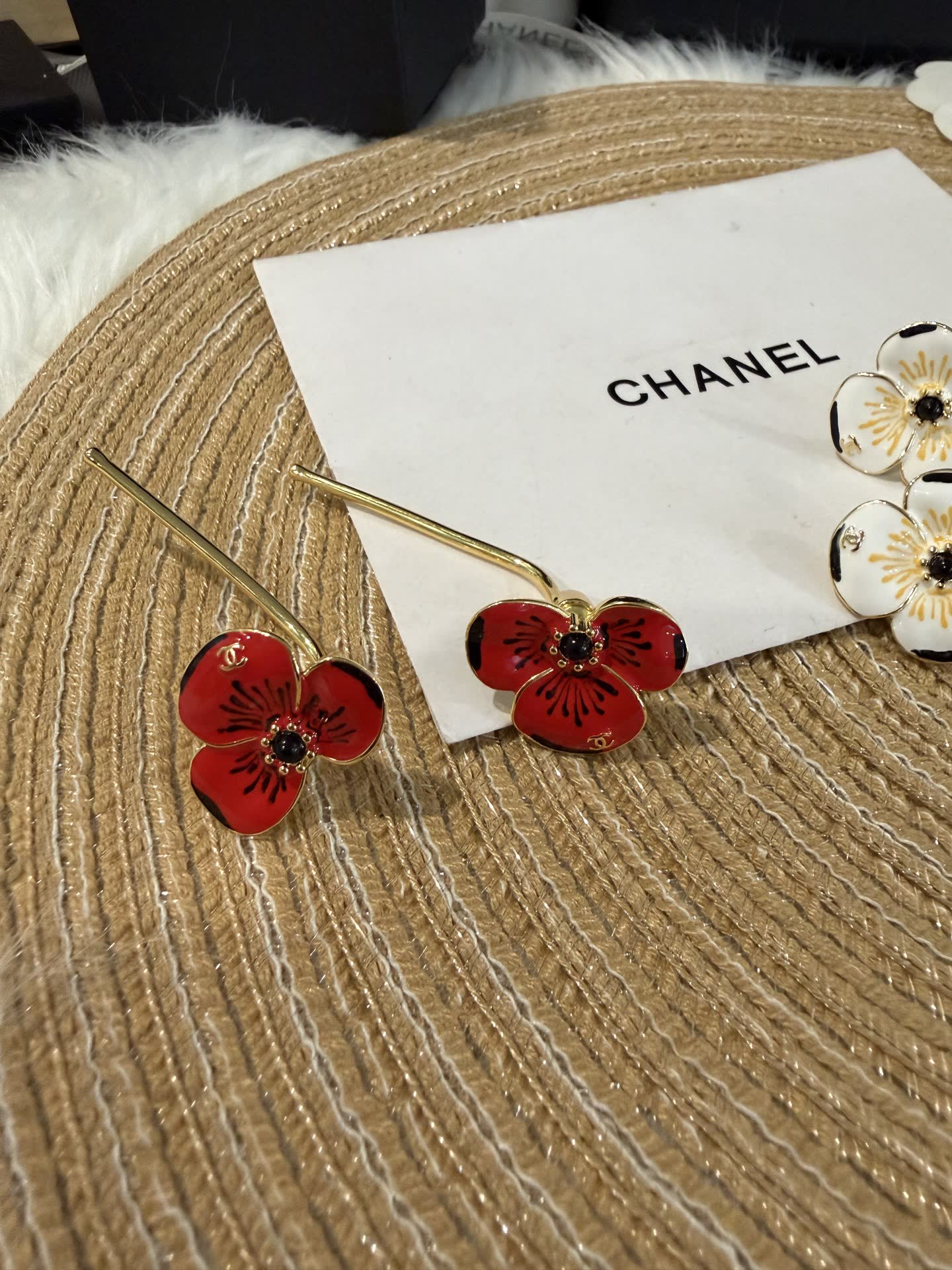 Chanel Enamel Flower Hair Pins
